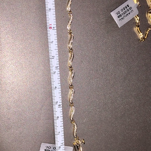 10k gold vermeil Real Diamond Genuine natural dainty elegant bracelet NOT CZ WOW - Picture 7 of 8